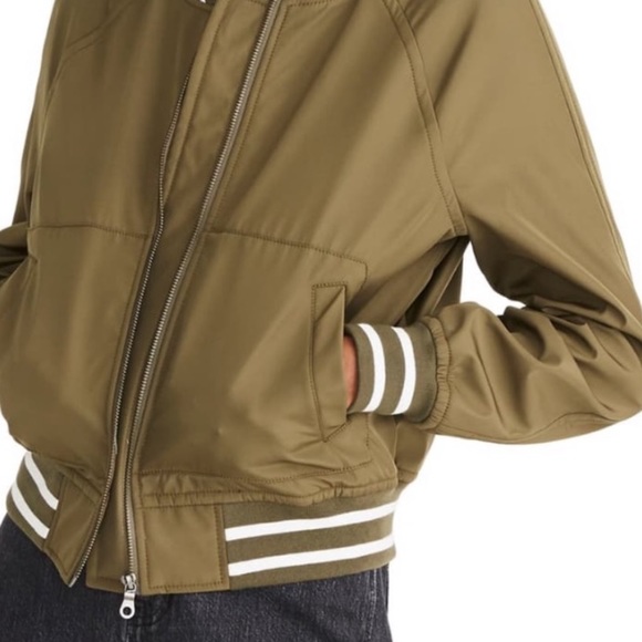 Madewell Varsity Bomber Jacket in Olive - Picture 5 of 8